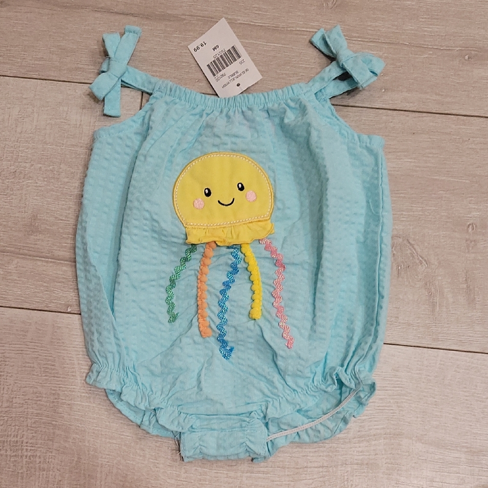 NWT Goodlad 6M Cute Blue Jellyfish Baby Romper Summer Blue Outfit